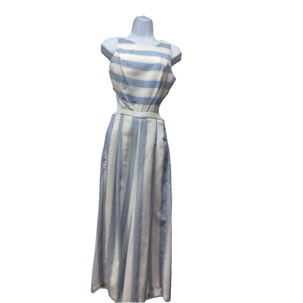 EXECUTIVE PONIES WOMANS AFTER HOURS JUMPSUIT Blue And White Stripes Size‎ 6